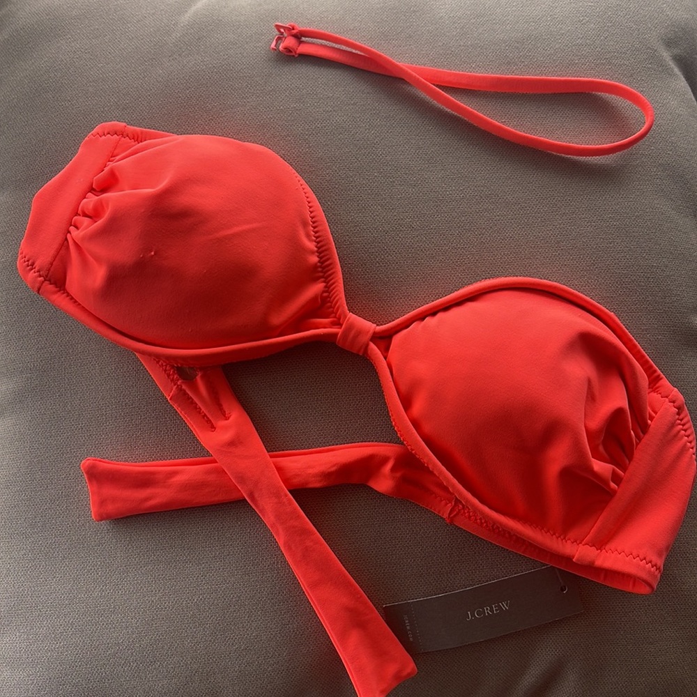 NWT JCREW TWIST BANDEAU BIKINI TOP ORANGE XSMALL